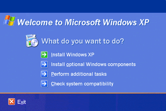 Select Install Windows XP.