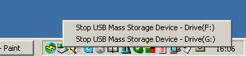 Click the icon to see a submenu offering options to stop connected USB device