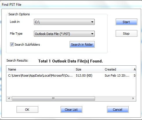 Find PST File