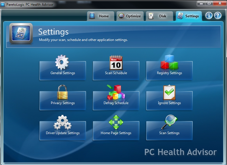 PC Health Advisor Settings