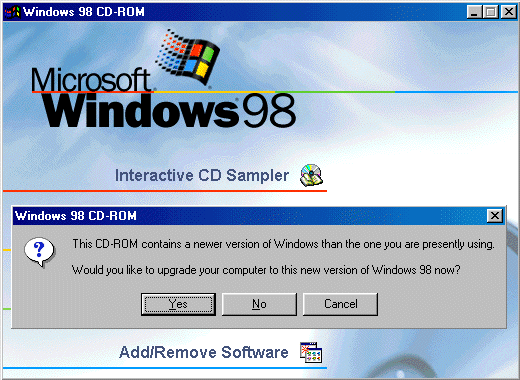 Installing Windows 98 - Upgrading to Win98SE