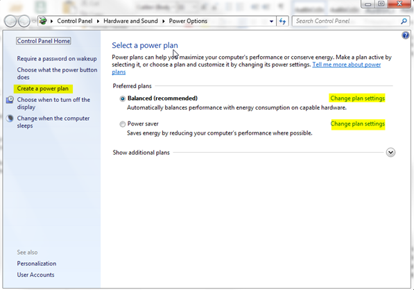 Edit Windows 7 Power Profile