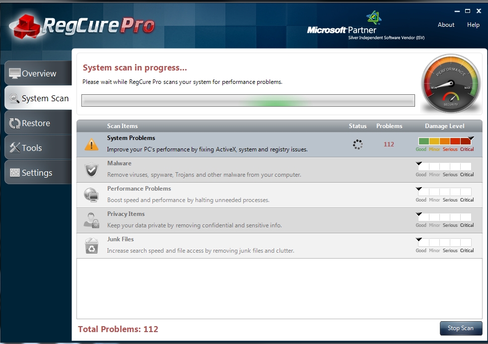 REgcure Pro Scan interface