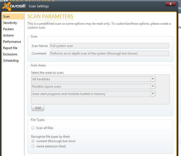 avast explorer select file scan