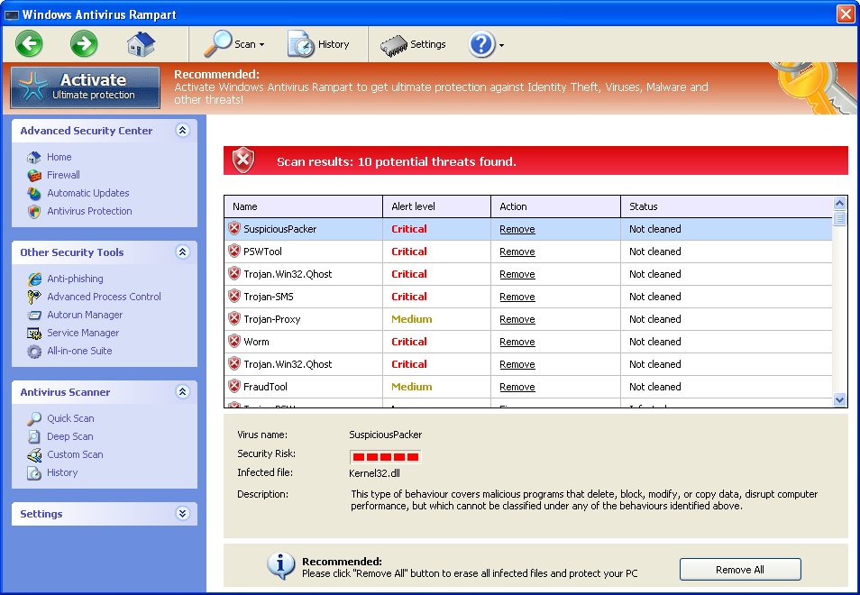 windows antivirus rampart